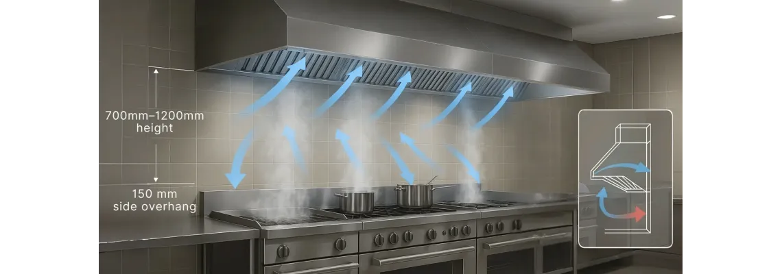 Hottes aspirantes et ventilation des cuisines professionnelles : calcul du débit d’air, filtres et sécurité incendie