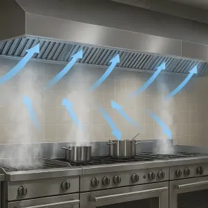 Hottes aspirantes et ventilation des cuisines professionnelles : calcul du débit d’air, filtres et sécurité incendie