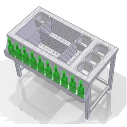 Bar station with basins and bottle racks 1100