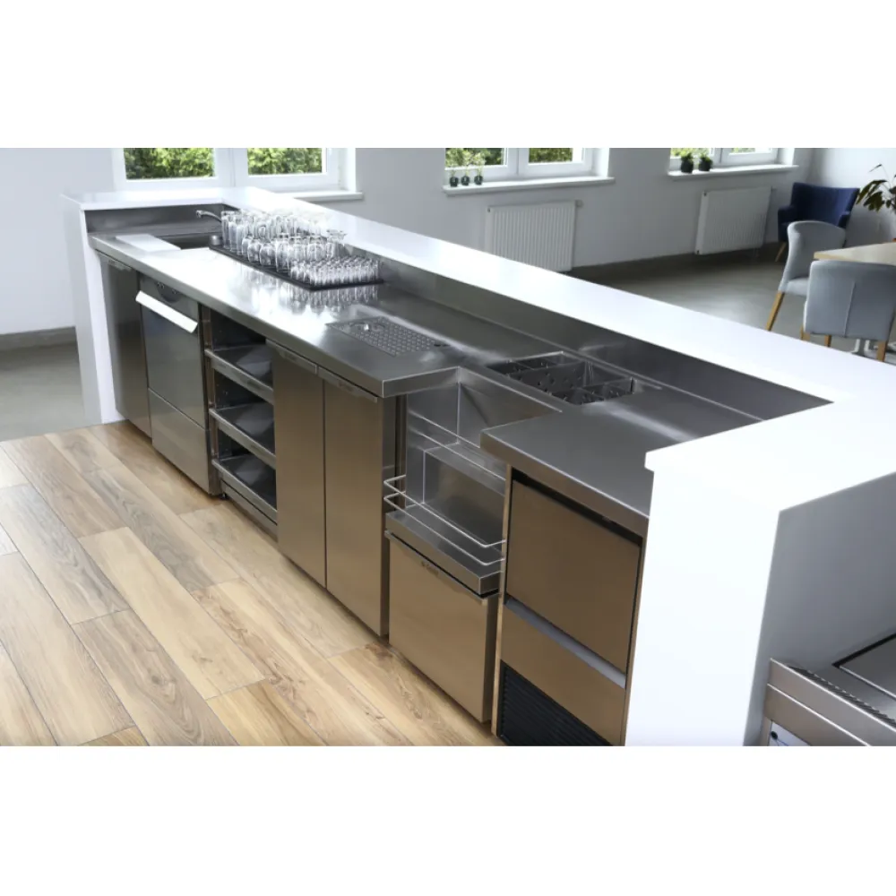 Bar station with basins and bottle racks 1100