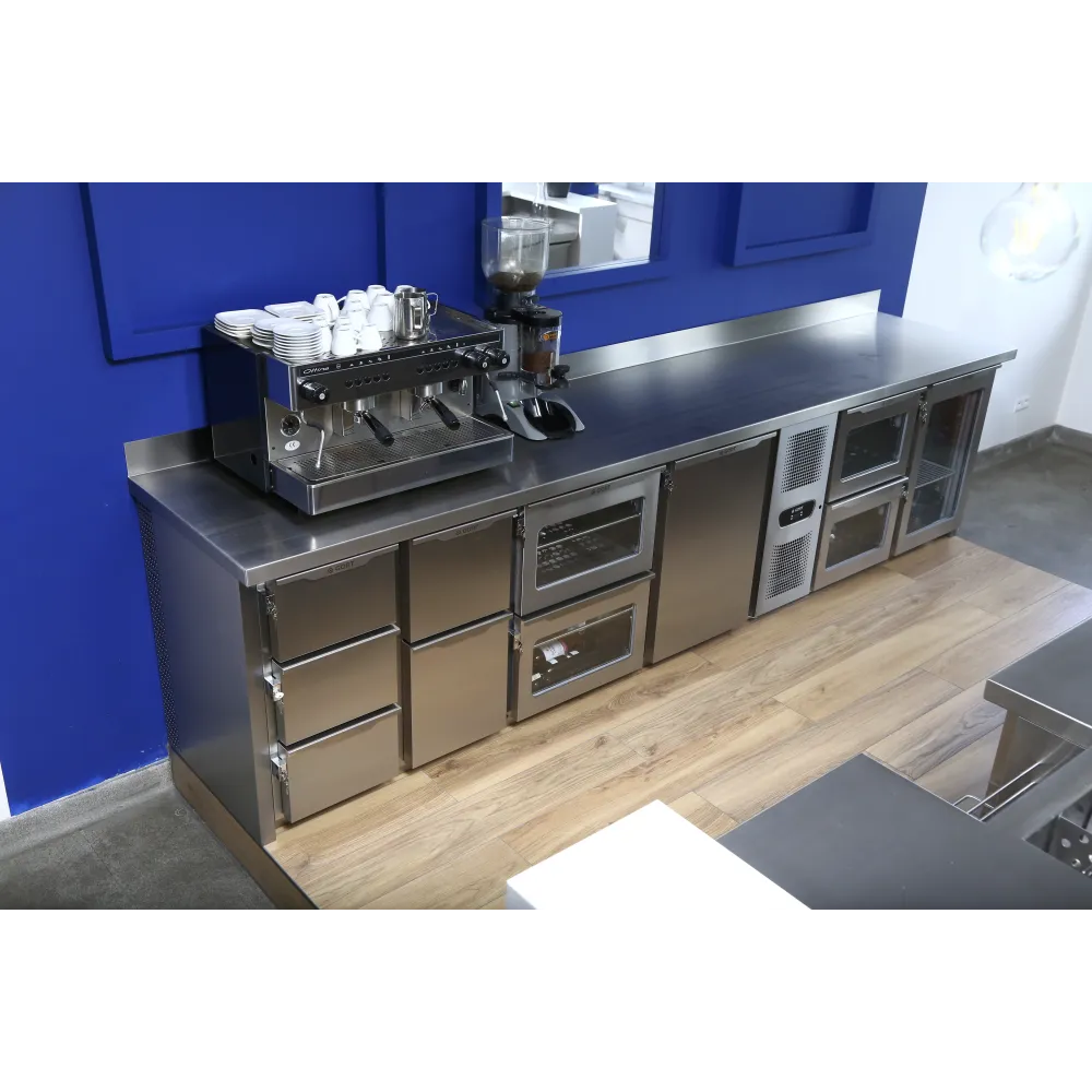 Bar station with basins and bottle racks 1100