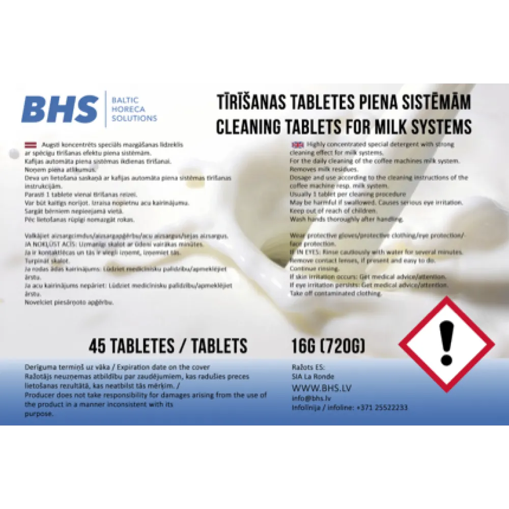 Pastille de nettoyage pour système à lait des machines à café