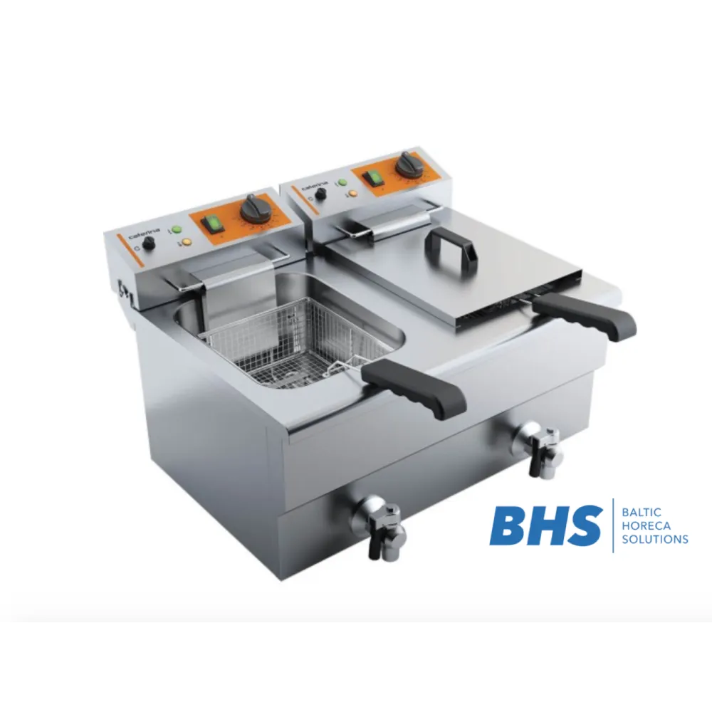 Double deep fryer with tap - 2 x 8 liters