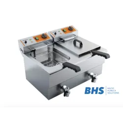 Double deep fryer with tap - 2 x 8 liters