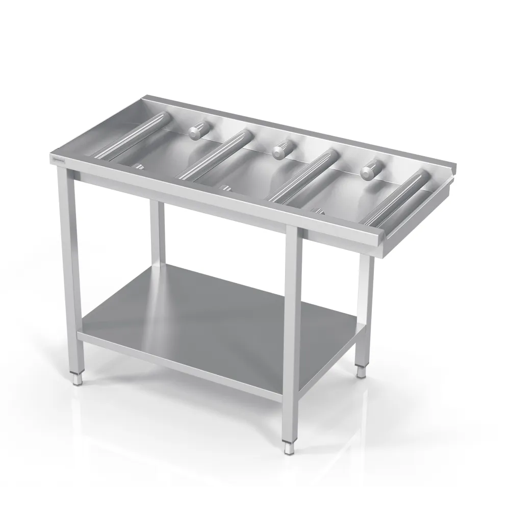 Table pour la vaisselle avec petits et grands rouleaux 2600