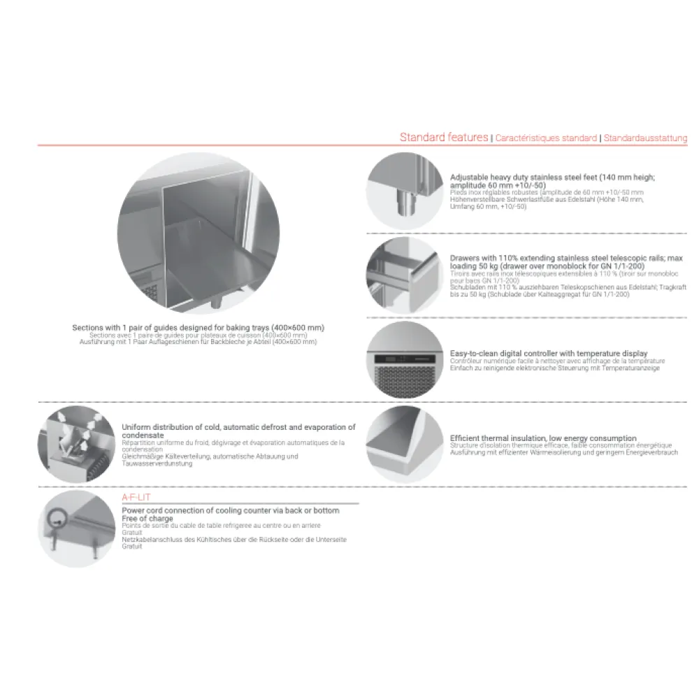 Table réfrigérée pour plateaux de cuisson P307