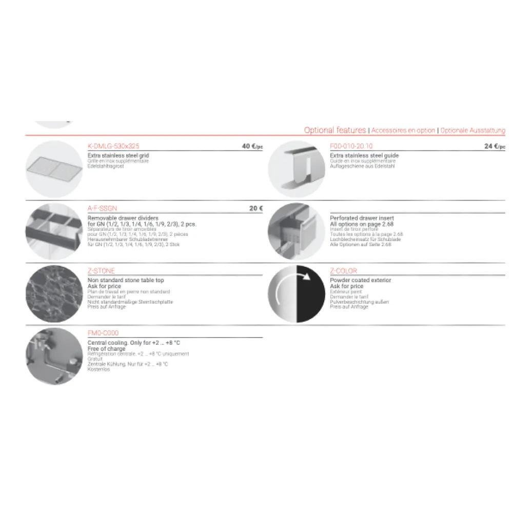 Table réfrigérée avec dessus en granit P404, 2130 mm