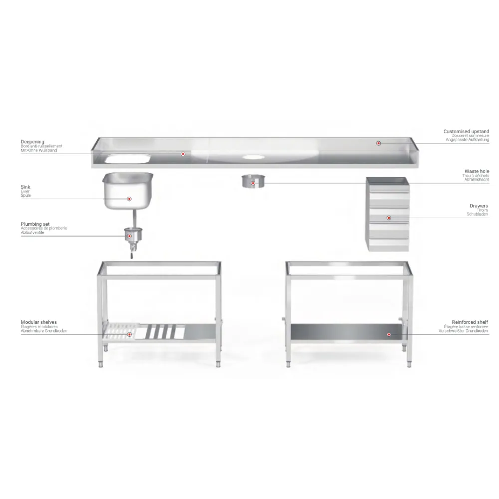 Stainless steel table top 700