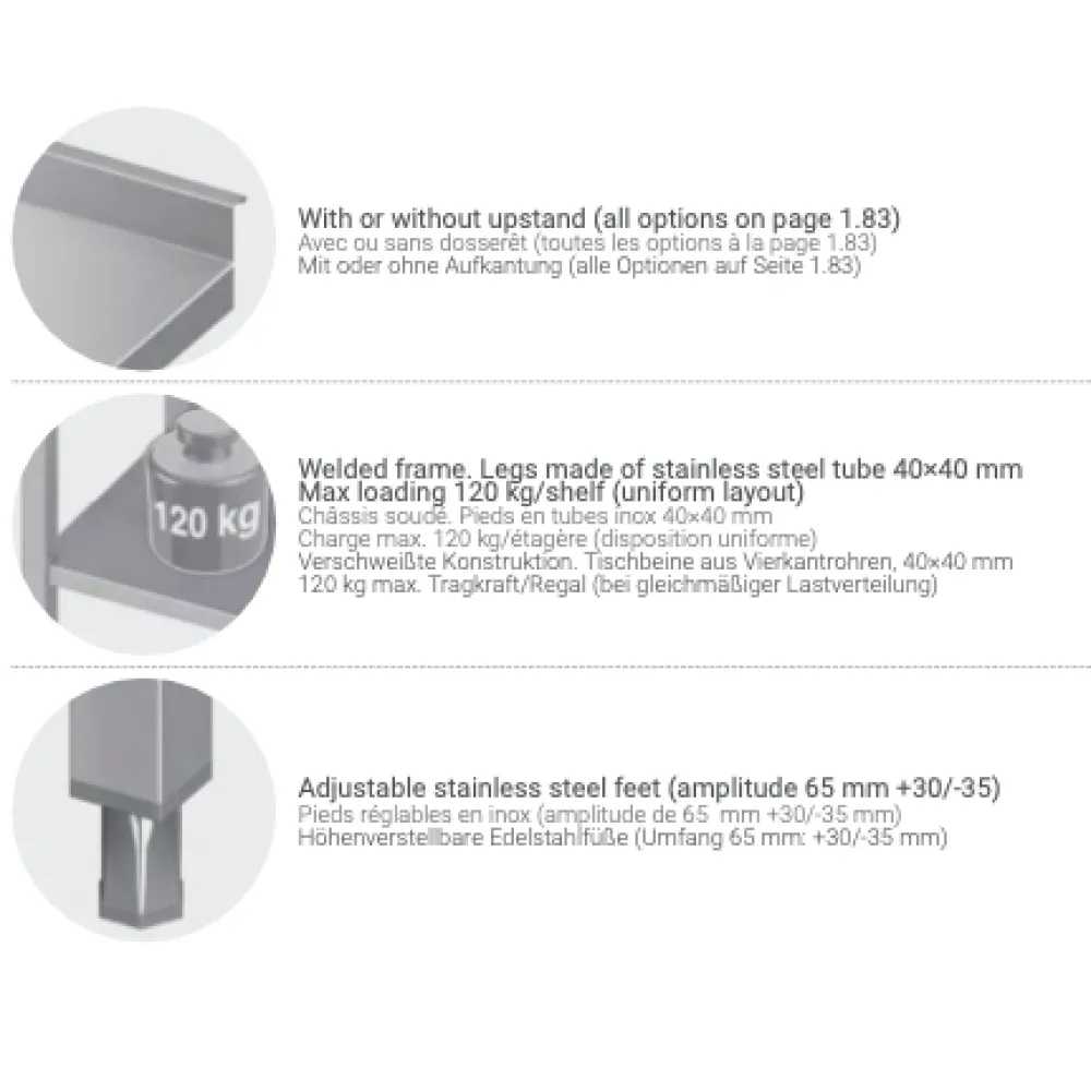 Metal table with two shelves 400