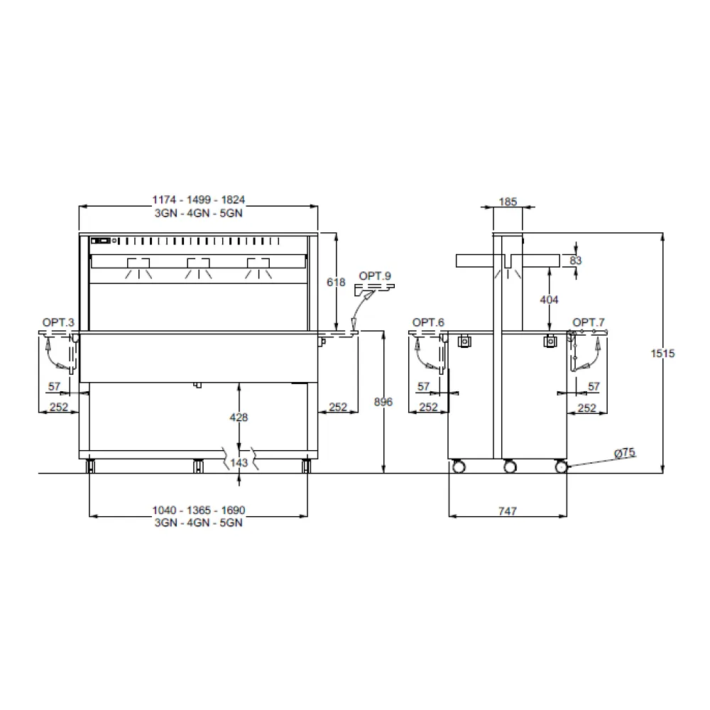 BUFFET RÉFRIGÉRÉ ATHENA 3R/W