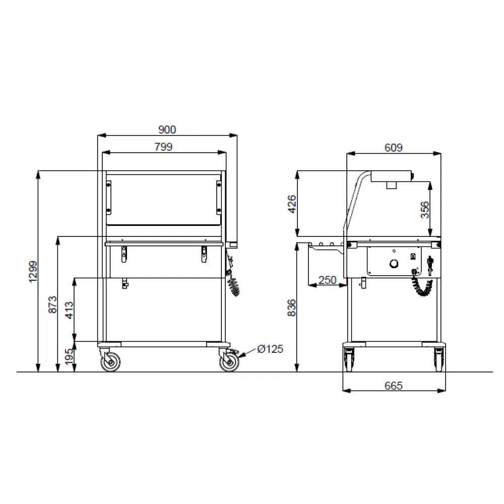 CHARIOT BAIN MARIE AVEC LAMPES HALOGÈNES COMPASS 2 HALO