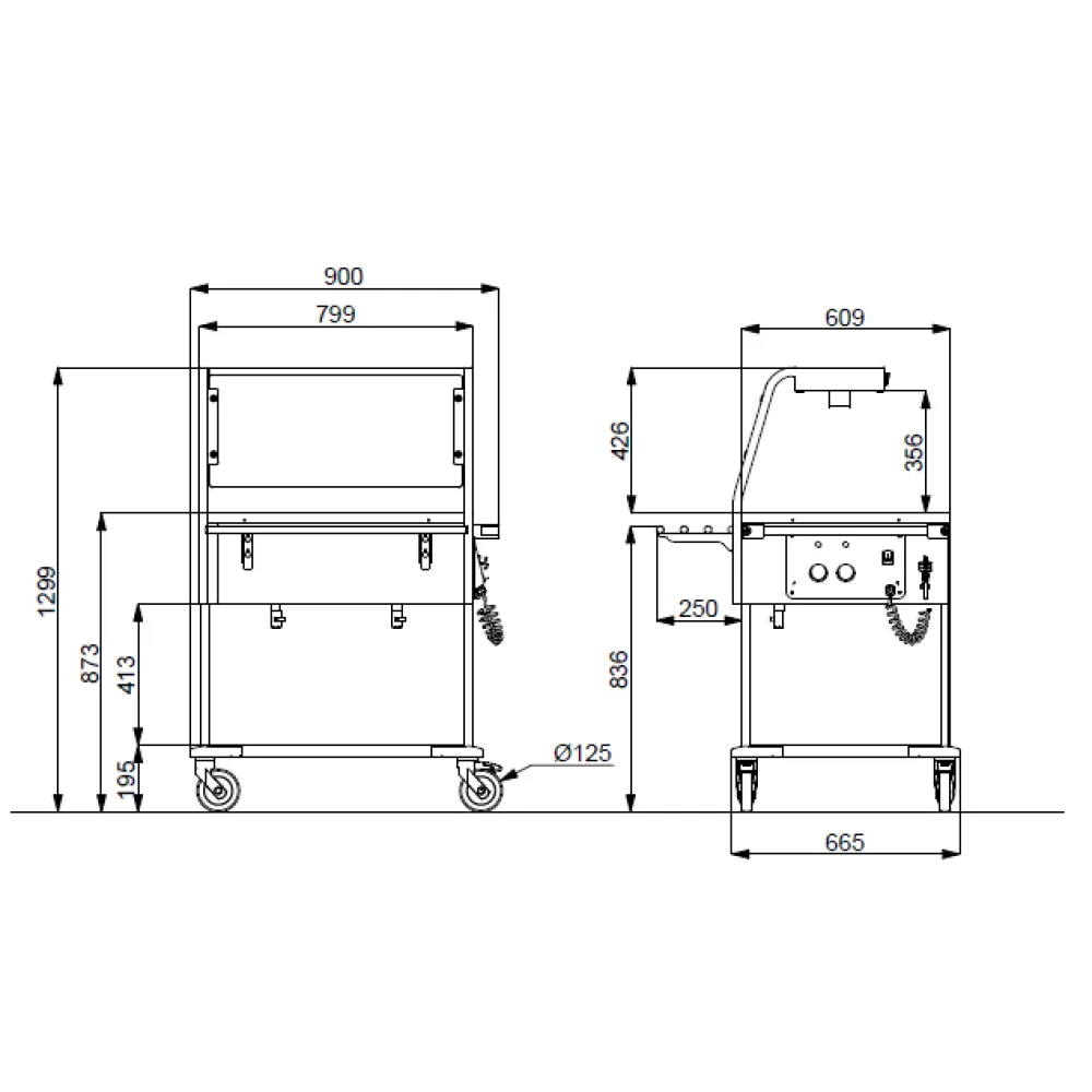 CHARIOT BAIN MARIE AVEC LAMPES HALOGÈNES COMPASS 2 HALO SEP