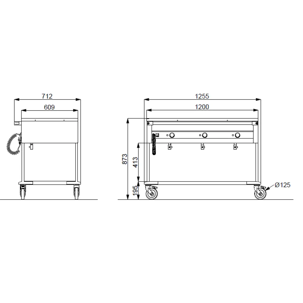 CHARIOT BAIN-MARIE EN ACIER INOXYDABLE COMPASS 3 F SEP