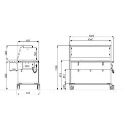 CHARIOT BAIN MARIE AVEC LAMPES HALOGÈNES COMPASS 3 HALO SEP