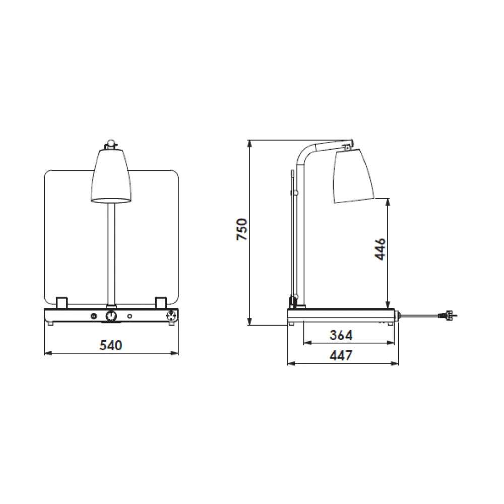SURFACE CHAUFFANTE AVEC LAMPE INFRAROUGE HELIOS 1/1 FIX P1