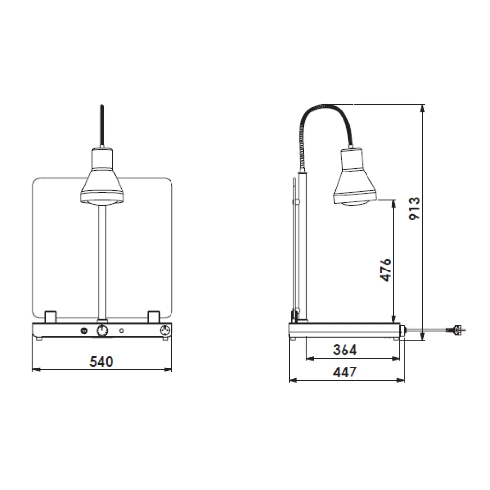 SURFACE CHAUFFANTE AVEC LAMPE INFRAROUGE FLEXIBLE HELIOS 1/1 FLEX P2