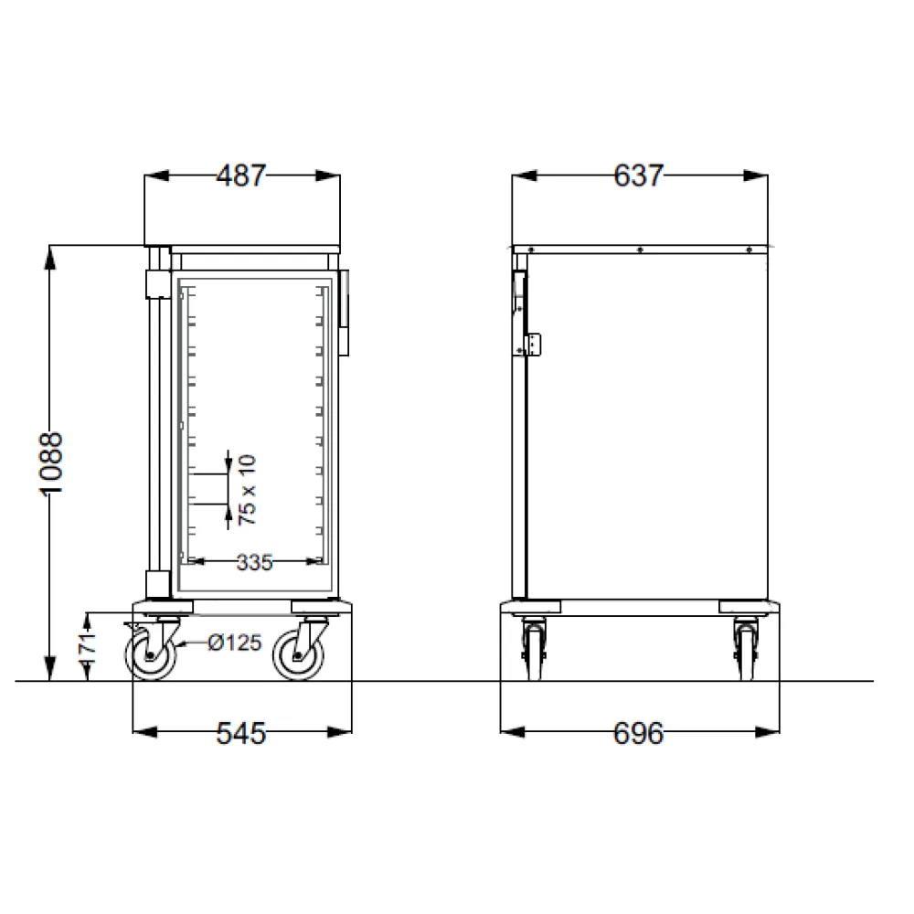 ARMOIRE EN ACIER INOXYDABLE SUR ROULETTES POUR CONTENEURS GN NEUTROVEGA 1 SH C10