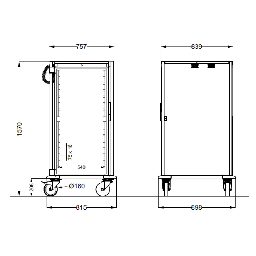 ARMOIRE EN ACIER INOXYDABLE SUR ROULETTES POUR CONTENEURS GN NEUTROVEGA 2 C16