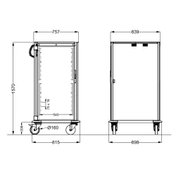 ARMOIRE EN ACIER INOXYDABLE SUR ROULETTES POUR CONTENEURS GN NEUTROVEGA 2 C16