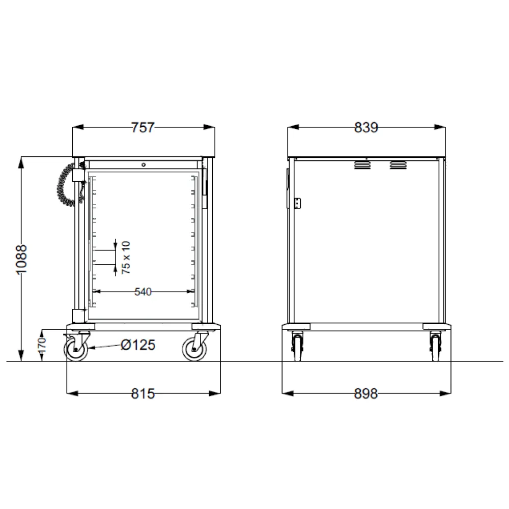 ARMOIRE EN ACIER INOXYDABLE SUR ROULETTES POUR CONTENEURS GN NEUTROVEGA 2 SH C10