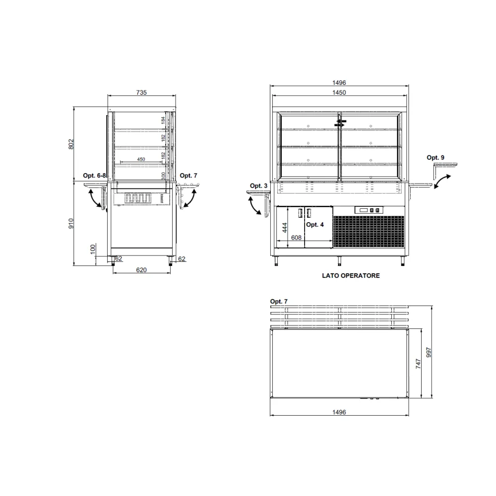 VITRINE VENTILÉE AVEC VITRINES FIXES OMNIA 4DSP/FX