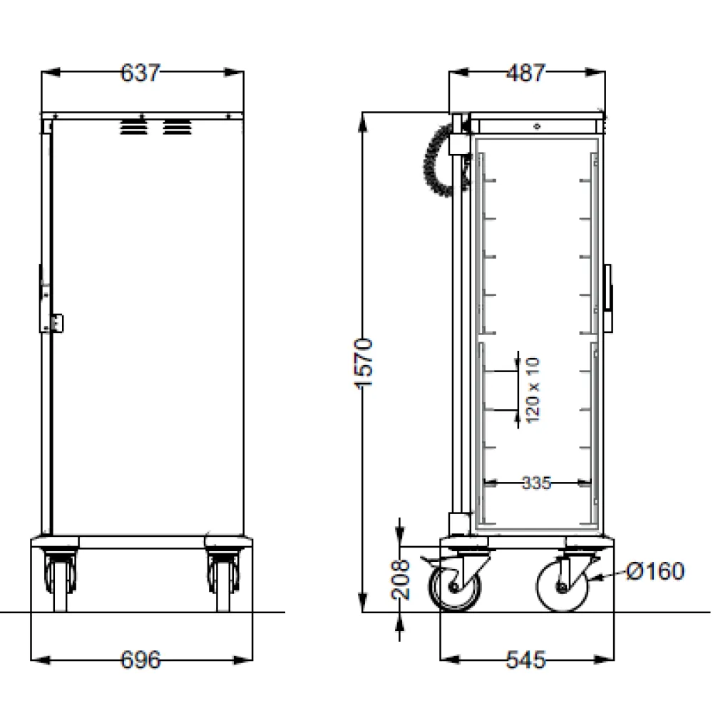 ARMOIRE CHAUDE INOX SUR ROULETTES THERMOVEGA 1 L10