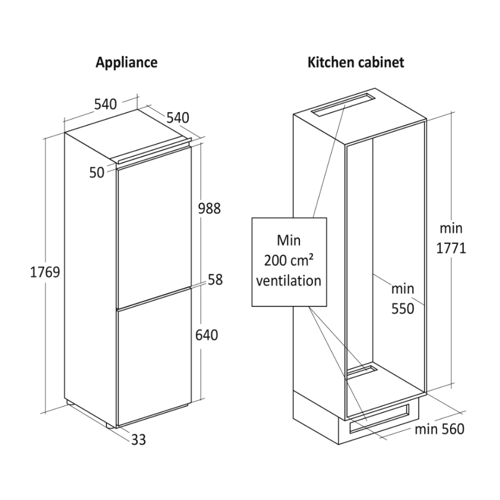 Réfrigérateur encastrable BIC 336 W