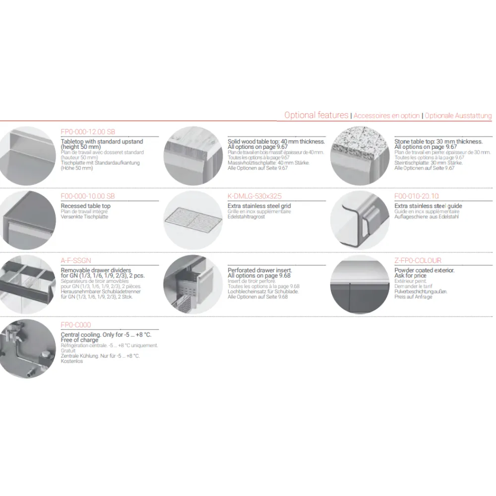 Table réfrigérée avec mécanisme de levage P345 1920 mm