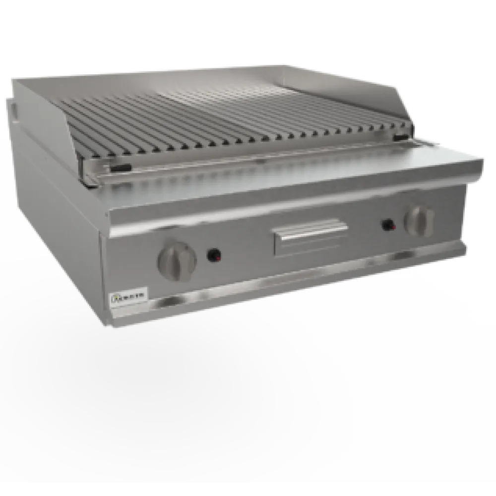 Plaque grill à gaz rainurée avec pierres de lave LQ/BS2BB