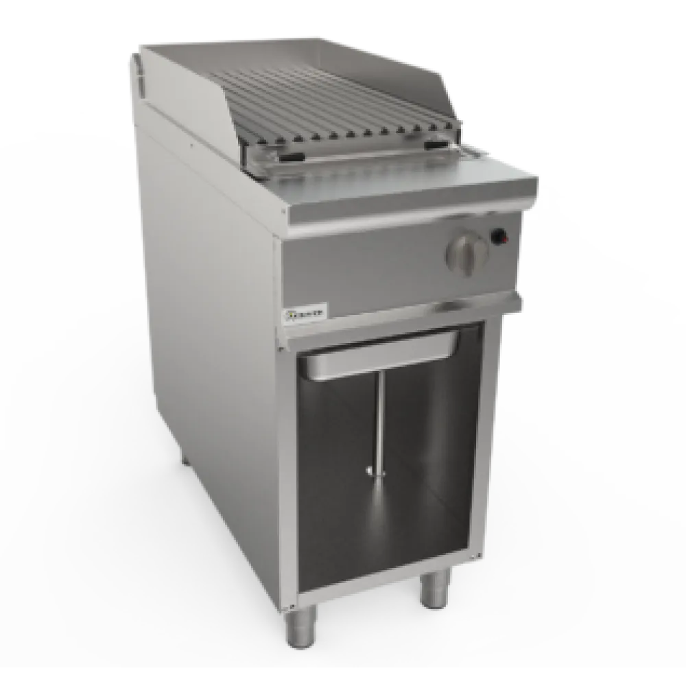 Gril à pierres de lave gaz avec surface rainurée et armoire neutre LQ/BS1BA