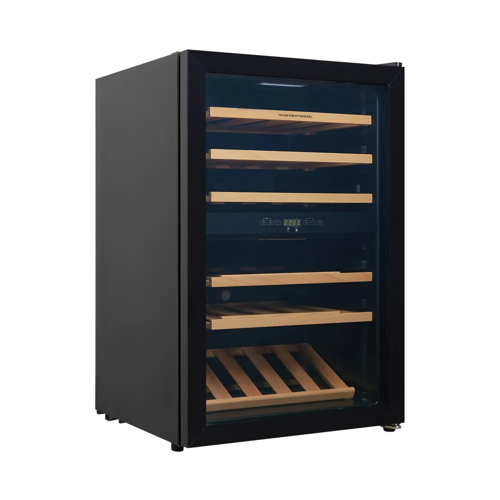 Cave à vin vitrée bi-température SCANDOMESTIC SV452B noire 39 bouteilles