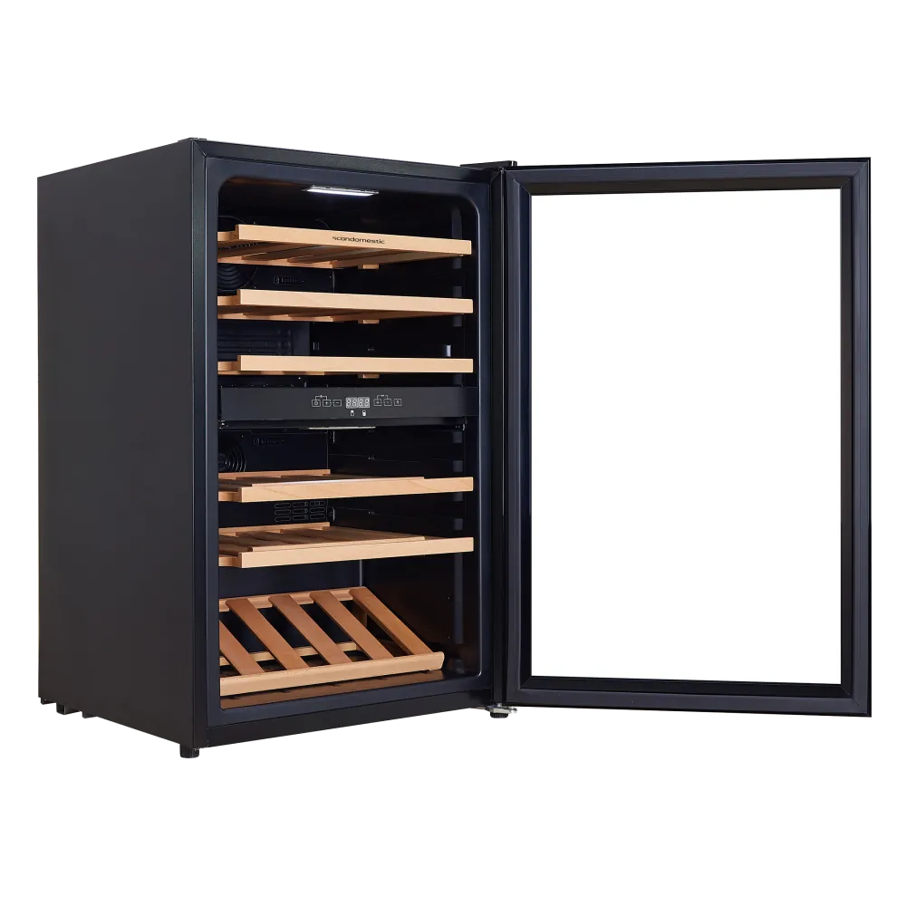 Cave à vin vitrée bi-température SCANDOMESTIC SV452B noire 39 bouteilles