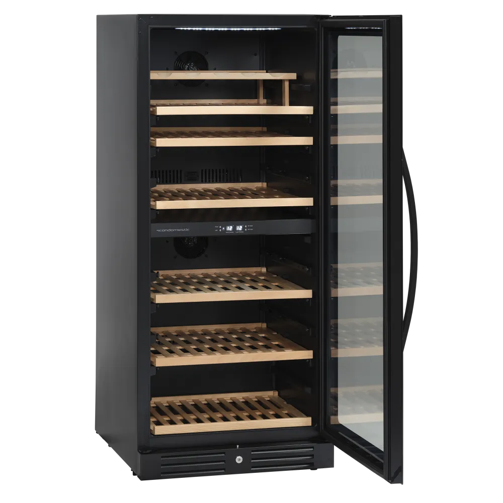 Armoire de présentation vin SCANDOMESTIC SV 104 B noire 90 bouteilles