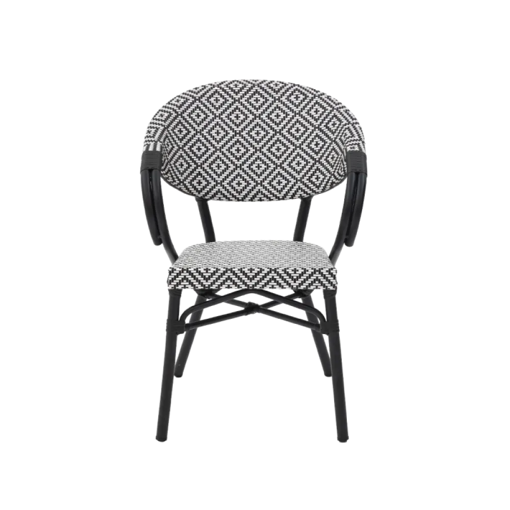 Chaise CAMILLO 0179 noir et blanc en technorattan