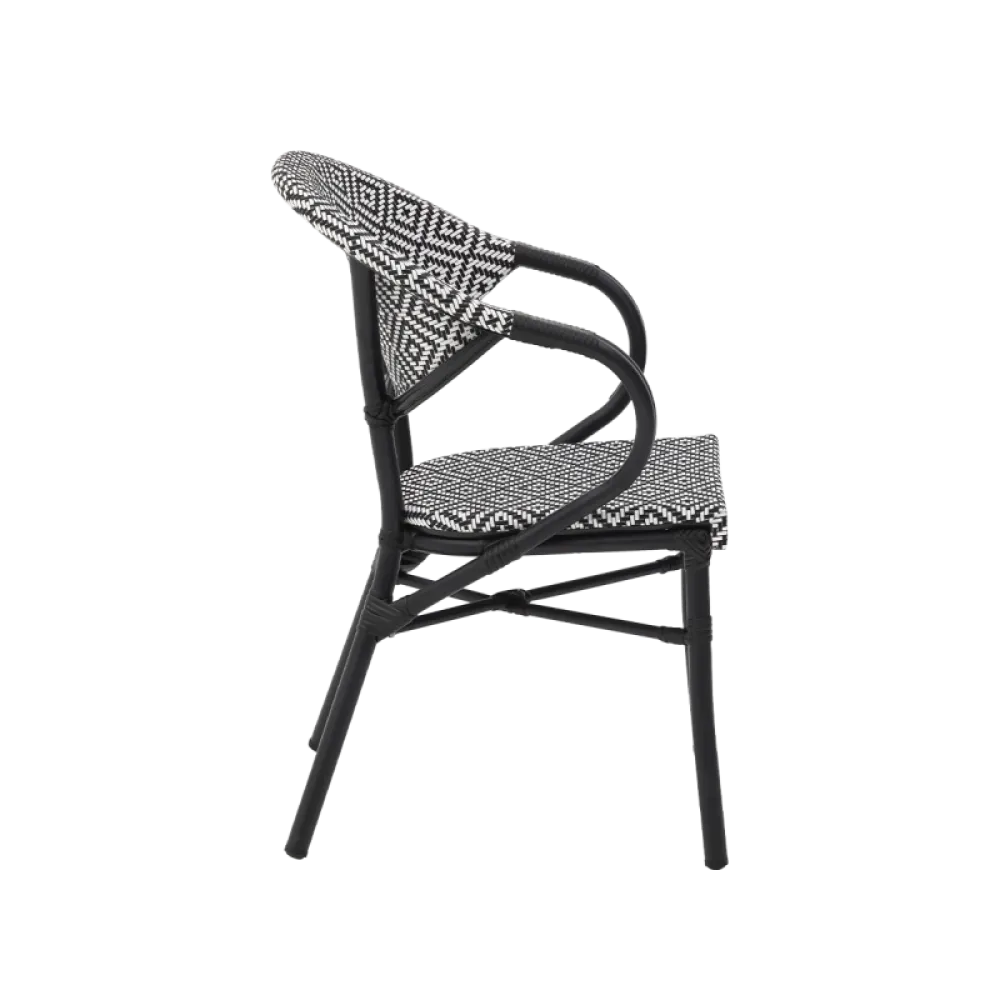 Chaise CAMILLO 0179 noir et blanc en technorattan