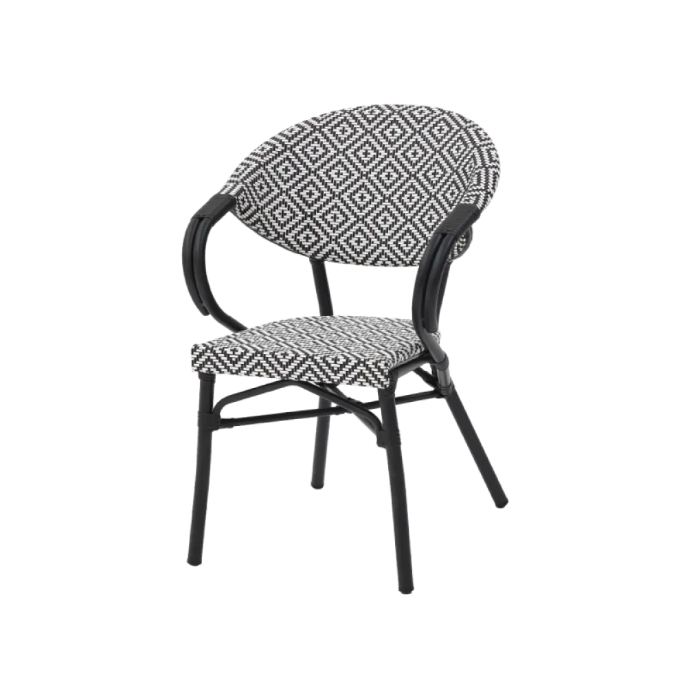 Chaise CAMILLO 0179 noir et blanc en technorattan
