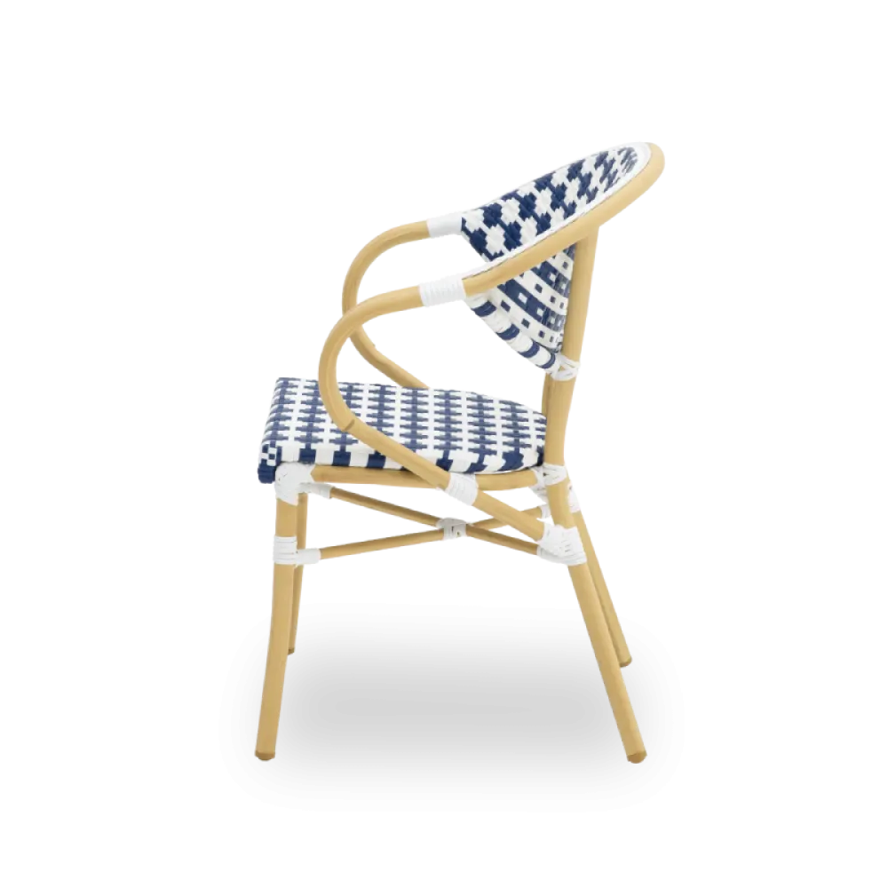 Chaise CAMILLO 0308 en technorattan bleu et blanc