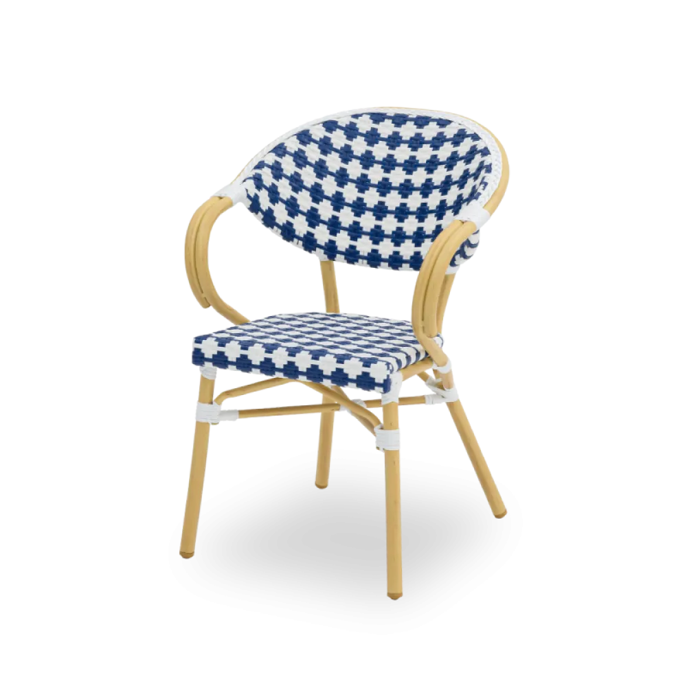 Chaise CAMILLO 0308 en technorattan bleu et blanc
