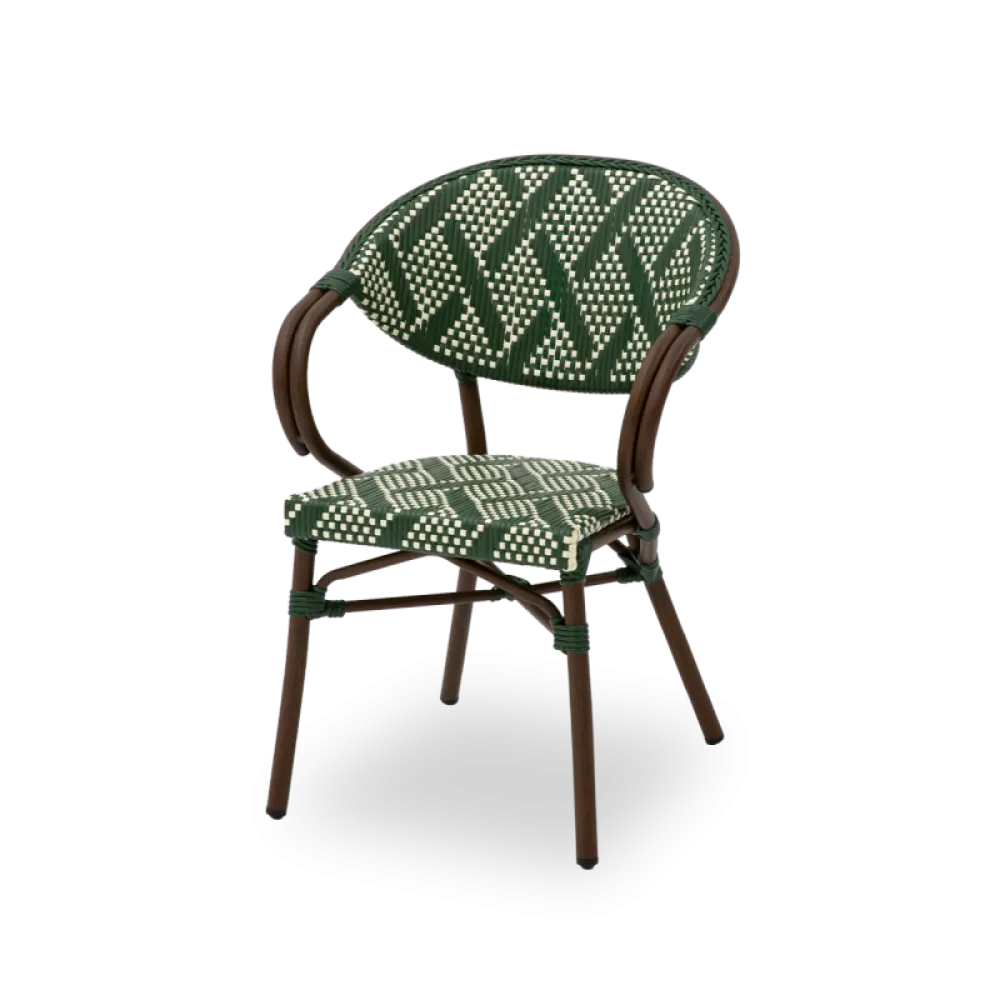 Chaise CAMILLO 7040 en technorattan vert et blanc