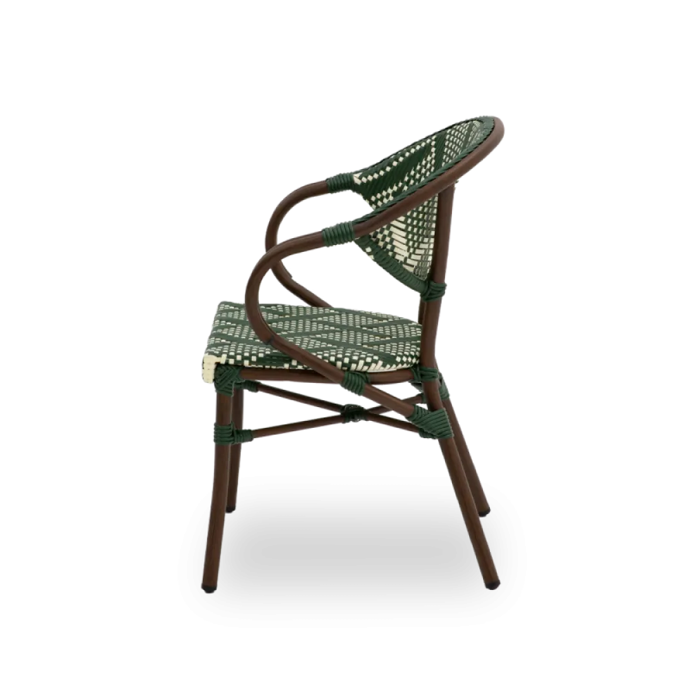 Chaise CAMILLO 7040 en technorattan vert et blanc