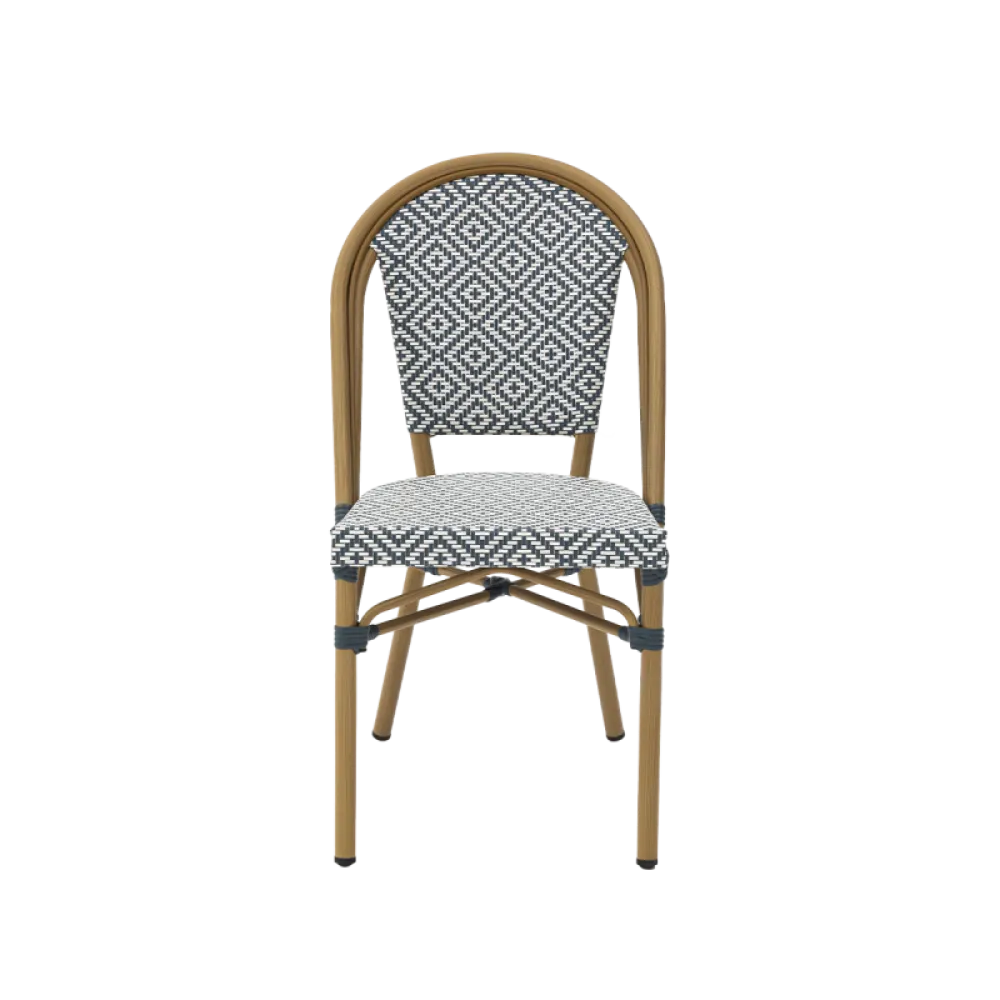Chaise MATTEO 2070 en technorattan gris-blanc