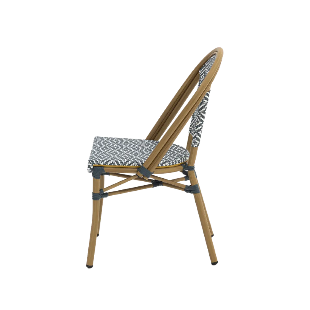 Chaise MATTEO 2070 en technorattan gris-blanc