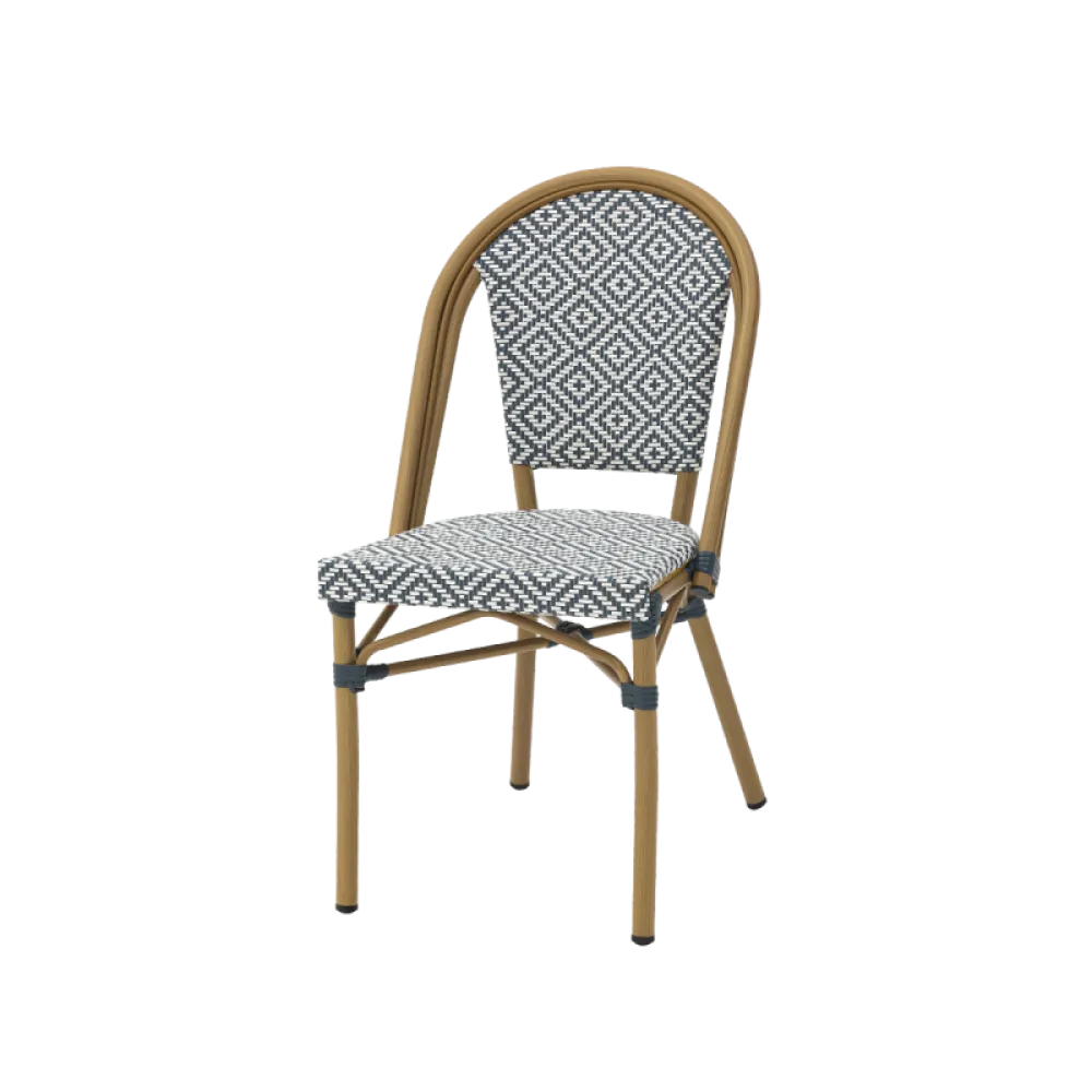 Chaise MATTEO 2070 en technorattan gris-blanc