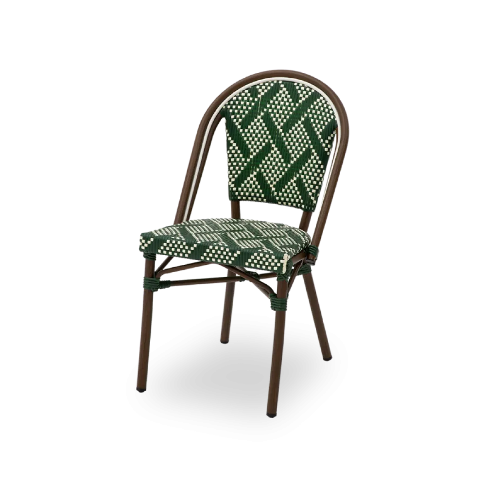 Chaise MATTEO 7040 en technorattan vert et blanc