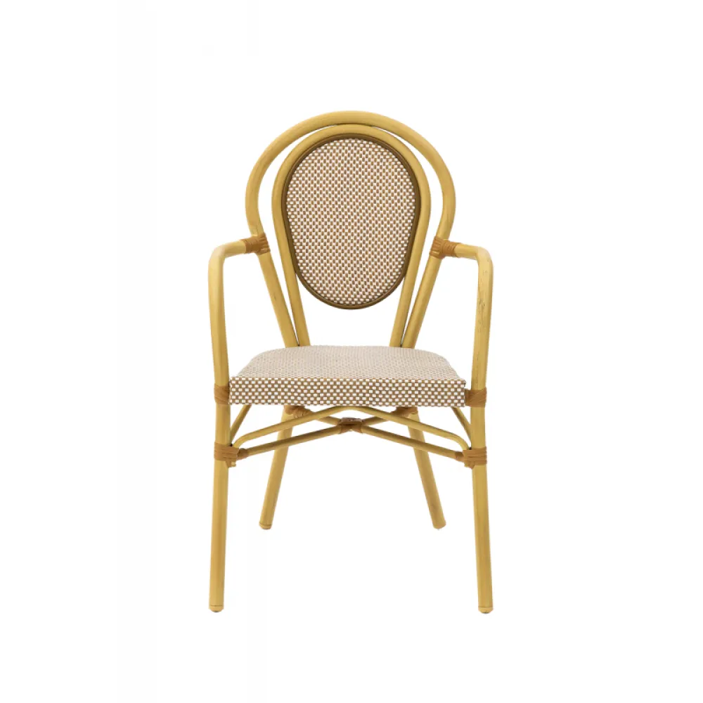 Chaise RICCARDO ARM 0377 en technorattan beige