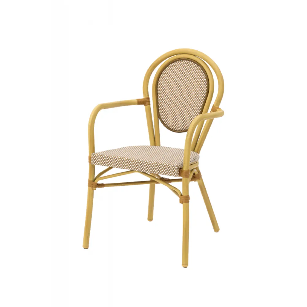 Chaise RICCARDO ARM 0377 en technorattan beige