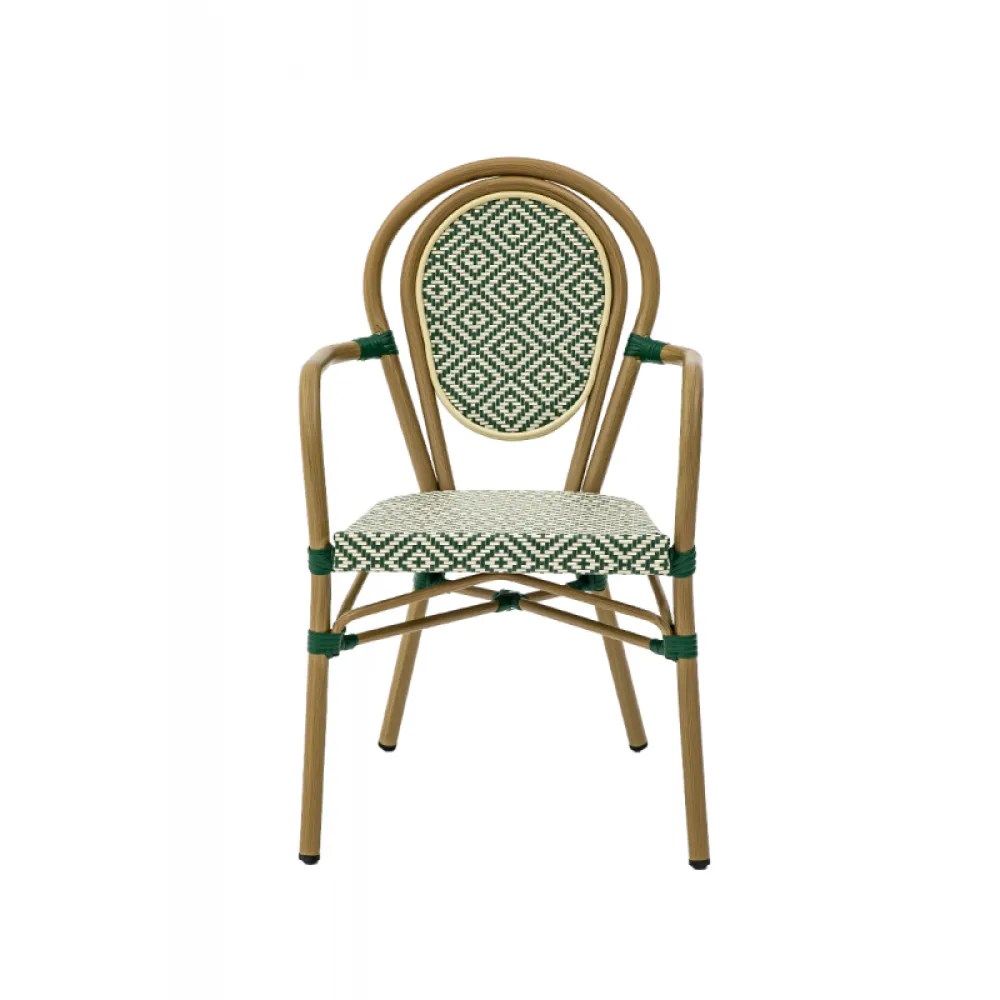 Fauteuil RICCARDO ARM 2099 en technorattan vert et blanc