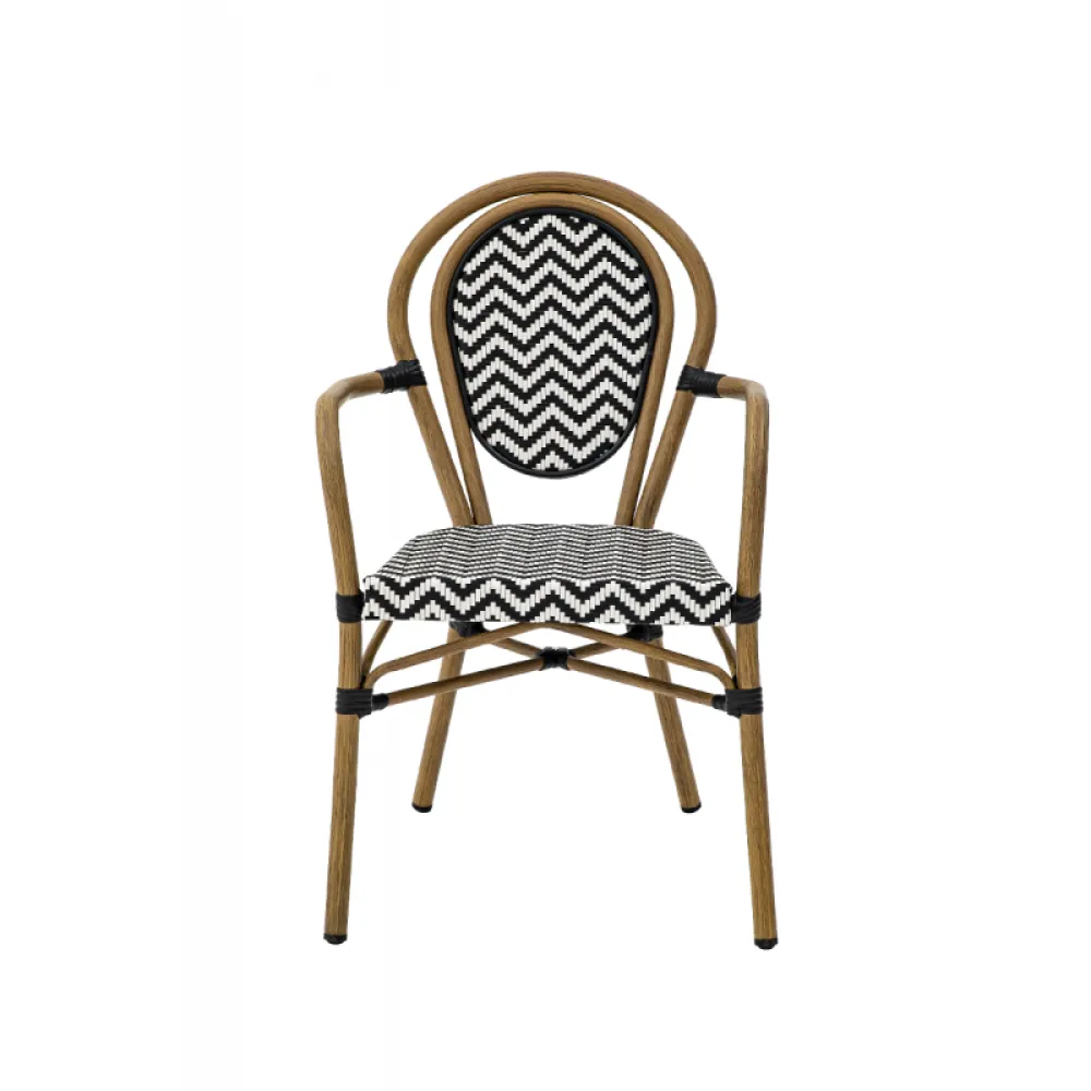 Chaise RICCARDO ARM 2963 en technorattan noir et blanc