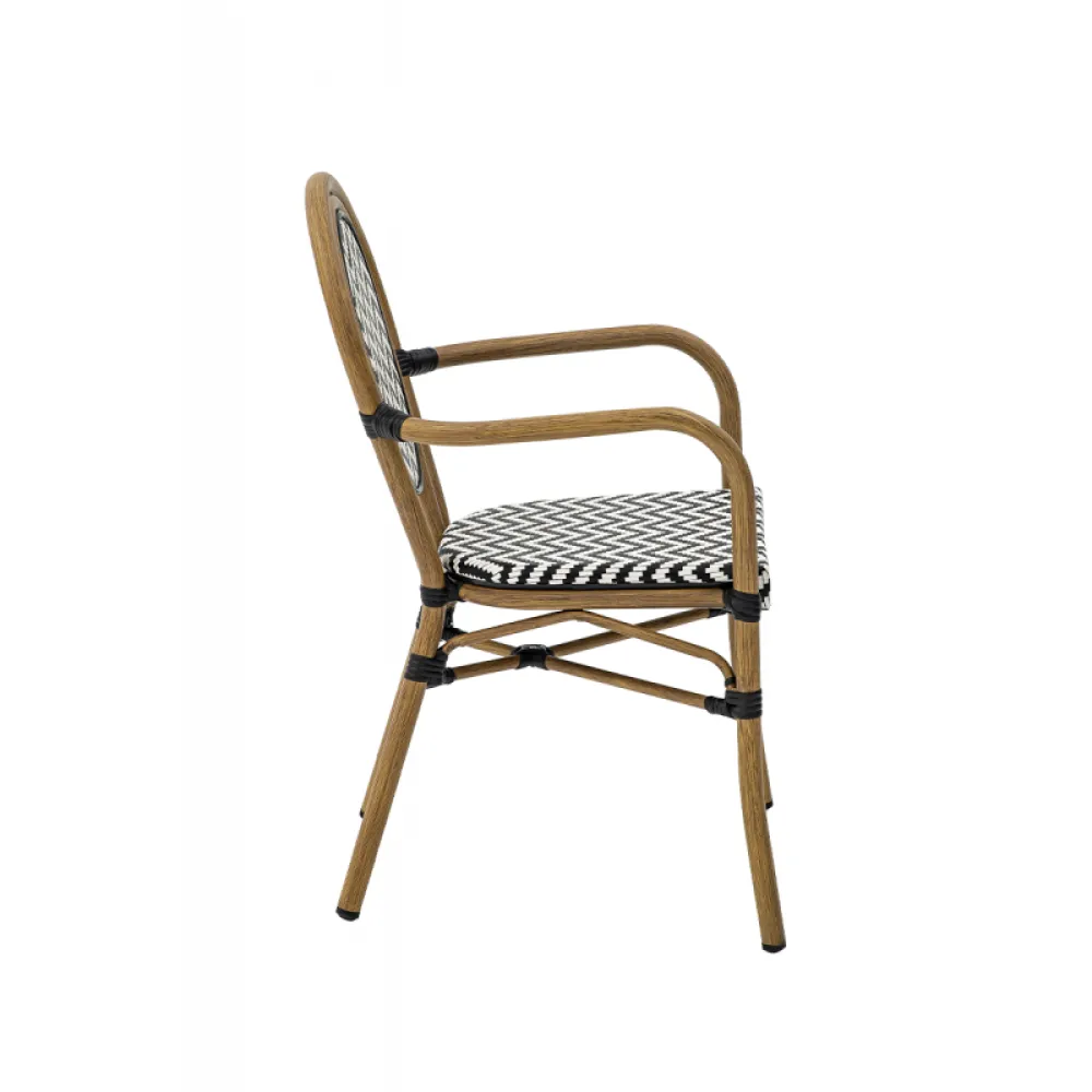 Chaise RICCARDO ARM 2963 en technorattan noir et blanc