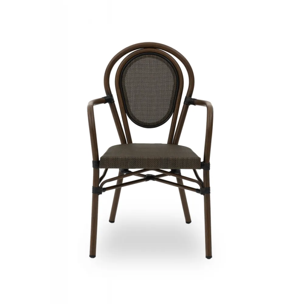 Fauteuil RICCARDO ARM 7001 en technorattan marron